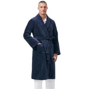 BROOKS BROTHERS Heavy Turkish Cotton Terry Cloth Robe Navy Blue S/M